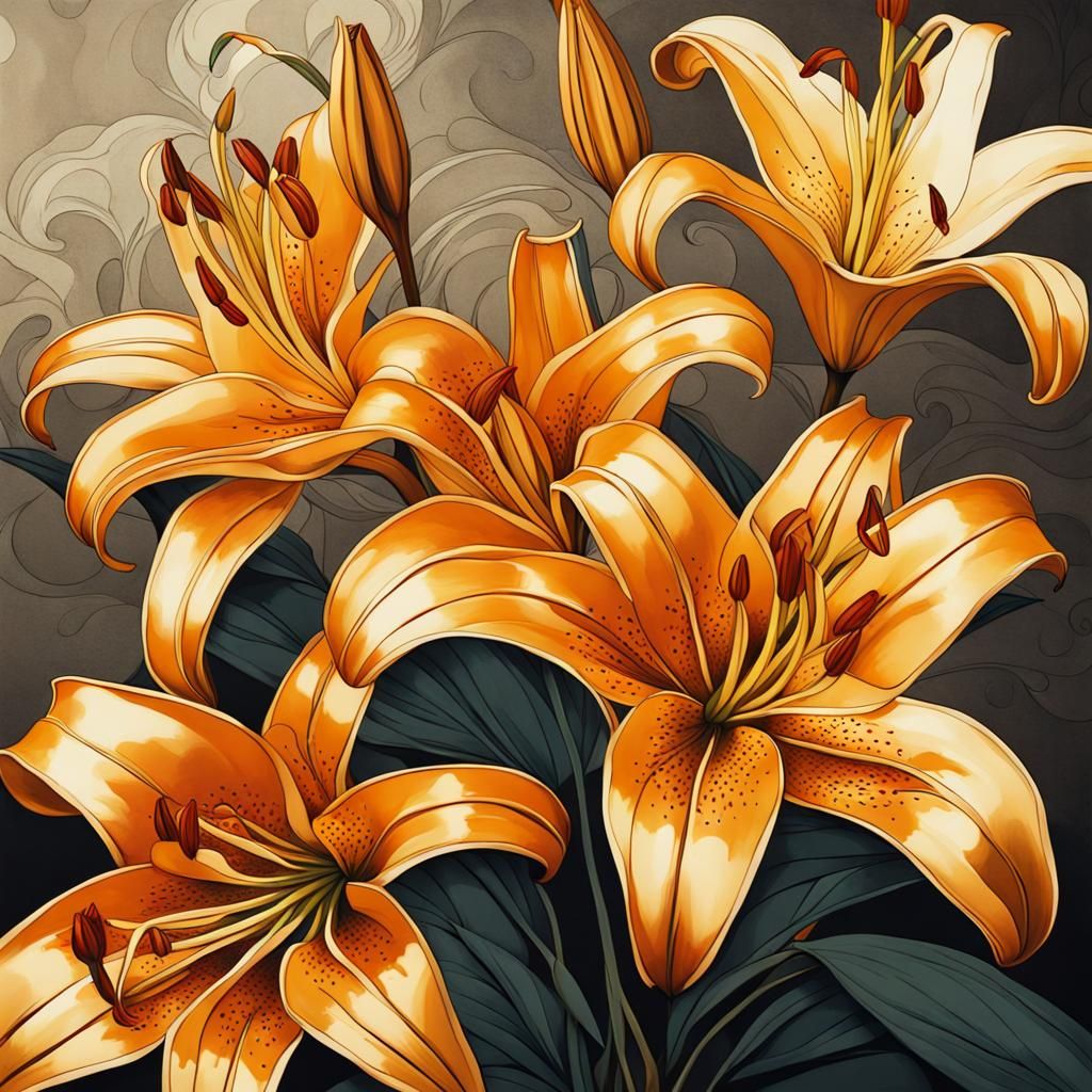 Gold crafted lilies