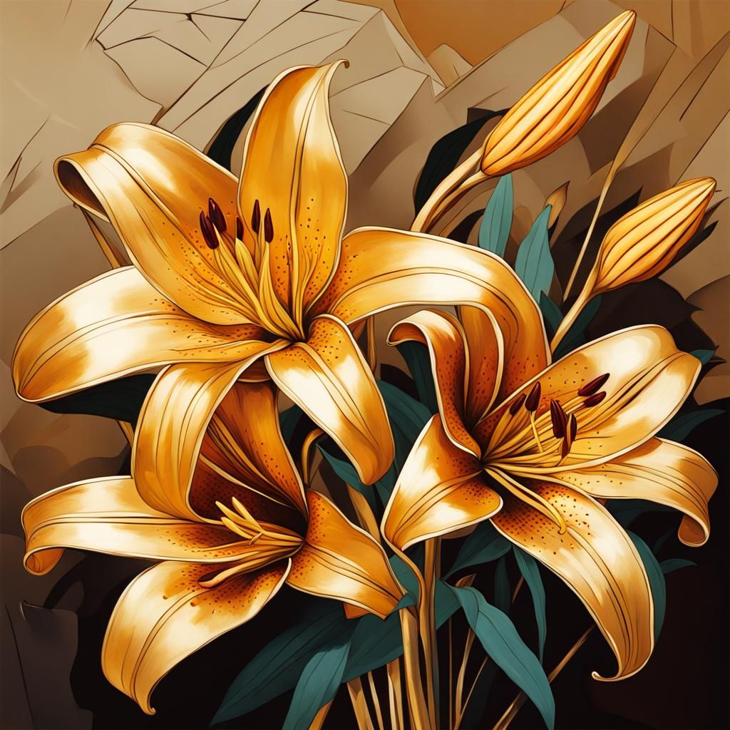 Gold crafted lilies