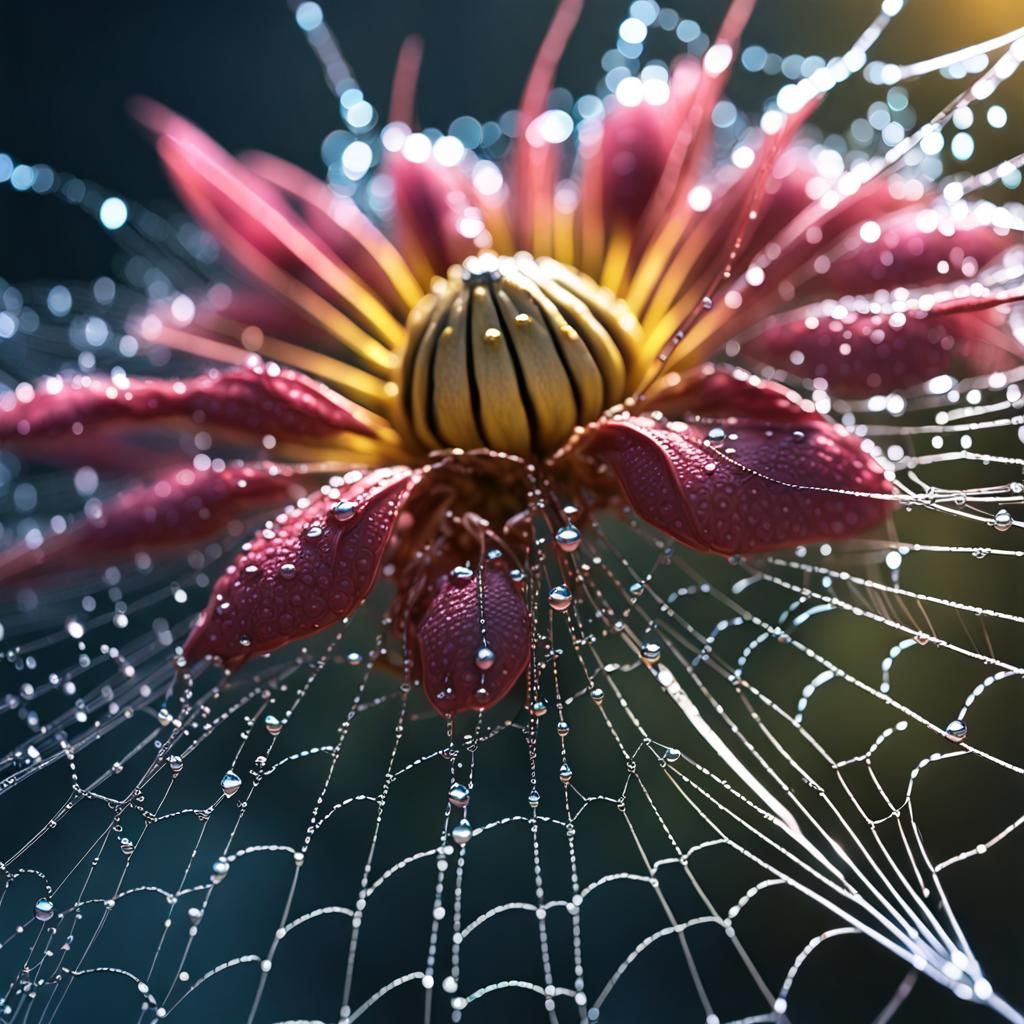 Flower Resting on a Spiderweb  by @Billy