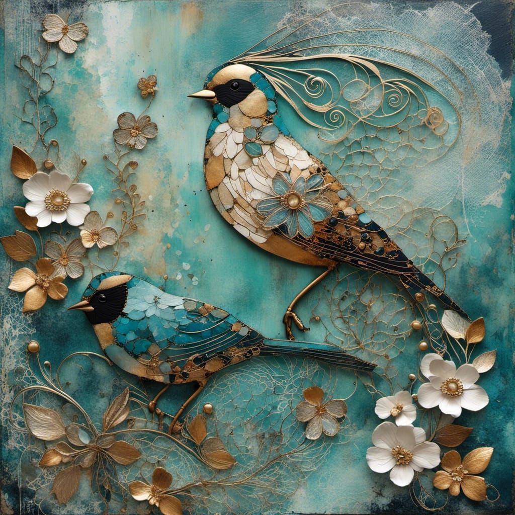 <lora:Art Journal:1.0> hopes and expectations” art journal collage with birds