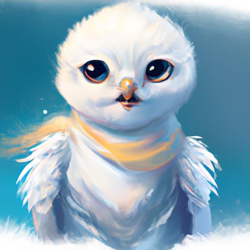 Baby Snowy Owl IV - AI Generated Artwork - NightCafe Creator