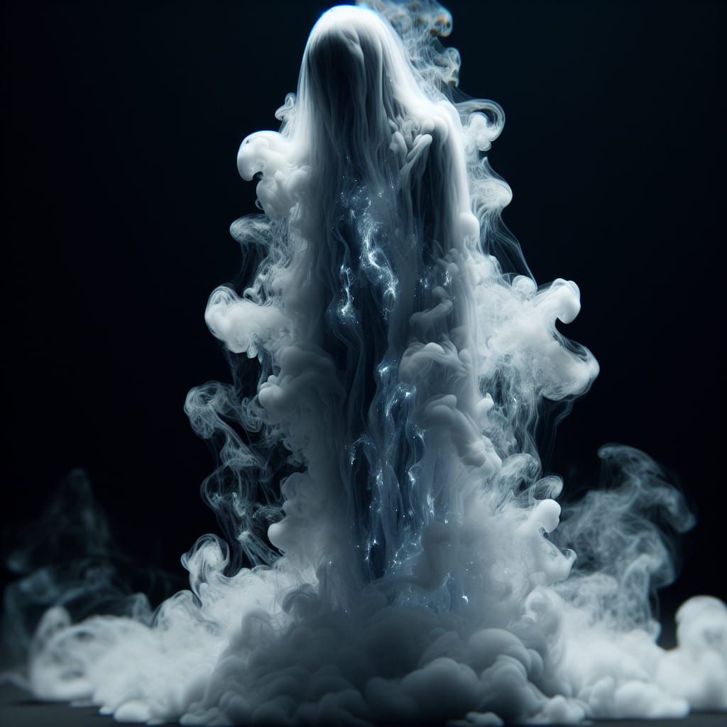 Bioluminescent Smoke Woman: Ghostly Digital Art