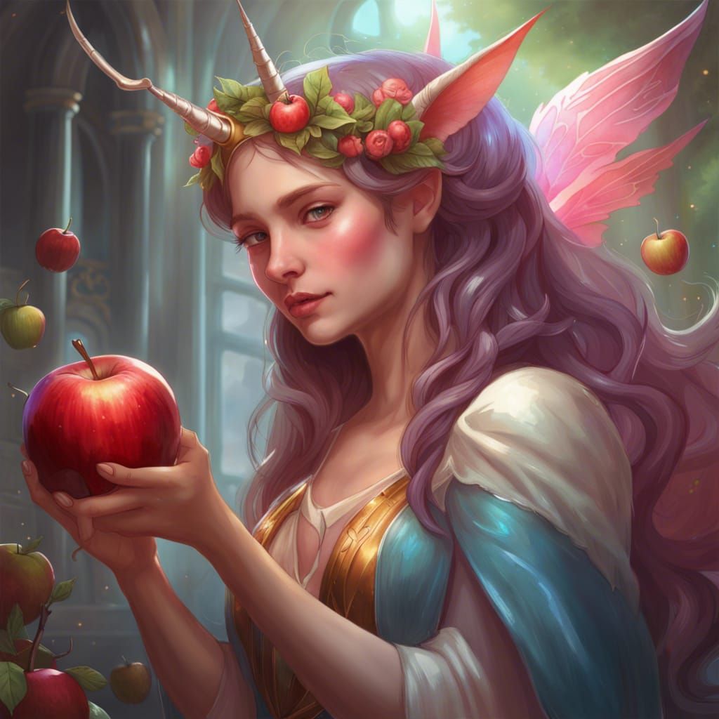 A fairy princess with an apple