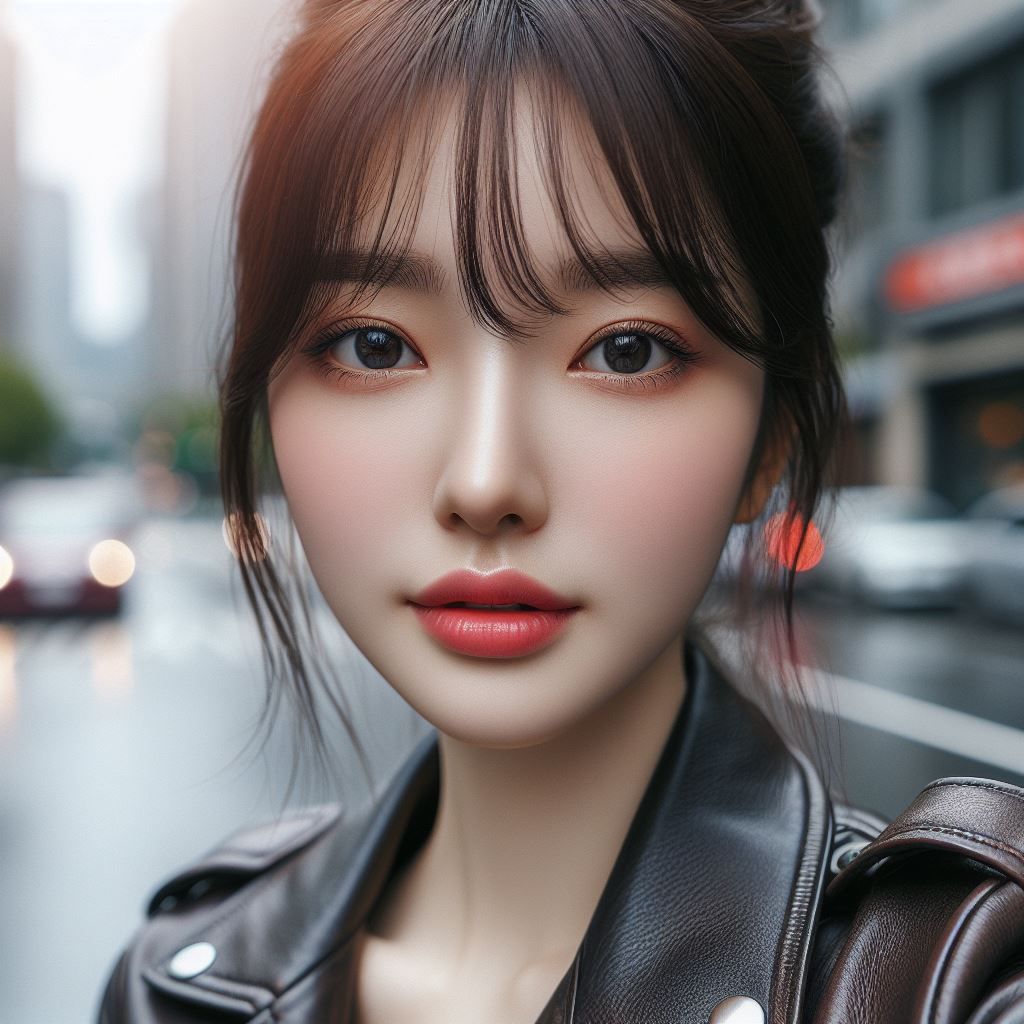 Korean girl in leather