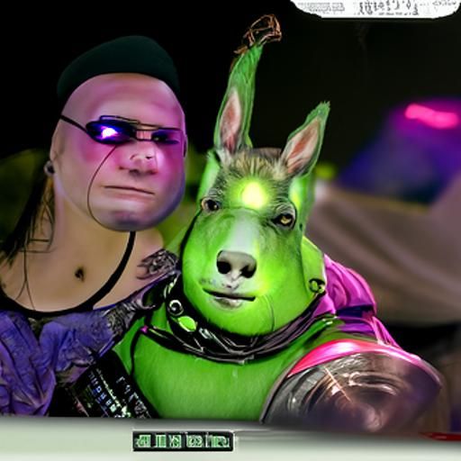 Cyberpunk Shrek and donkey