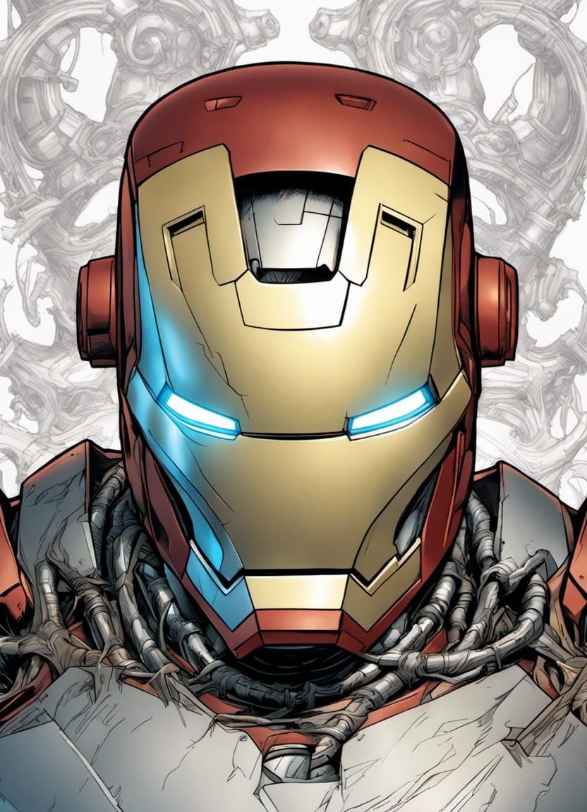 Hyperrealistic Iron Rat-Man Mask in Comic Book Style