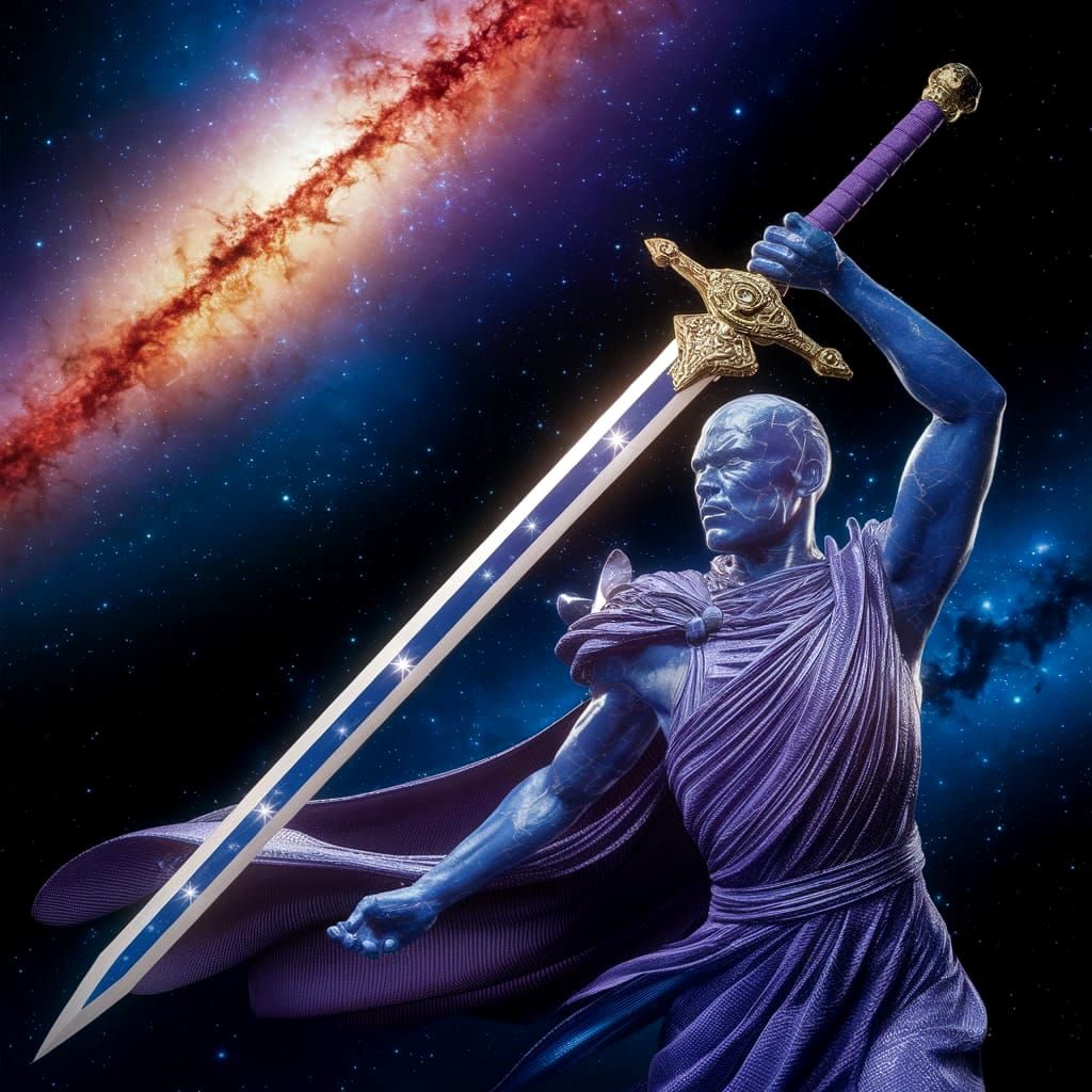 Cosmic Warrior Wields Celestial Sword