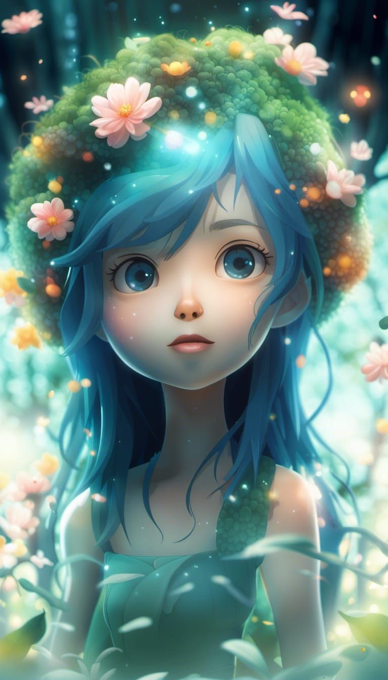 Young girl and flowers