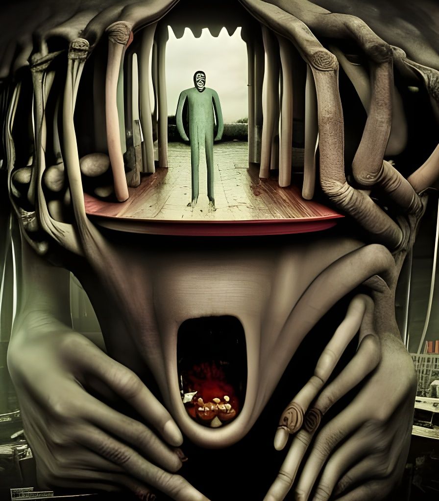 Surreal Worm in Funhouse, Stop-Motion Dreamscape