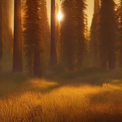 rural forest in golden hour