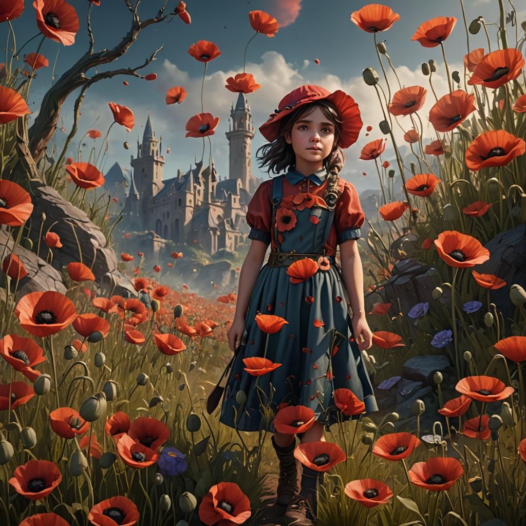 Child in a poppy field