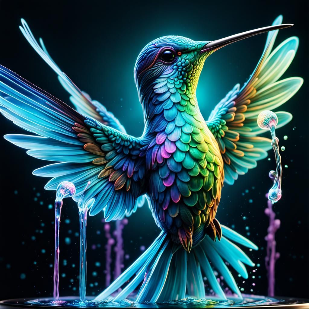 Hummingbird Splash - AI Generated Artwork - NightCafe Creator