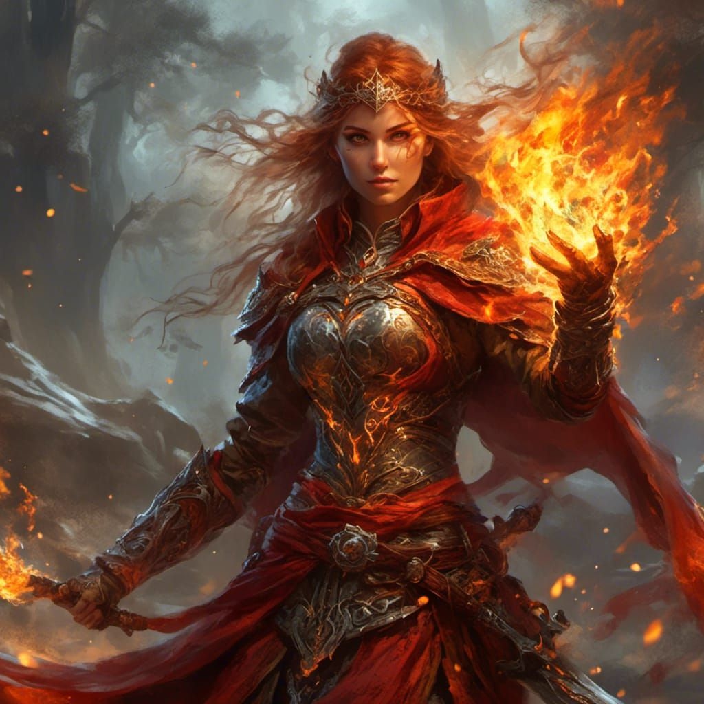  A female fire mage 