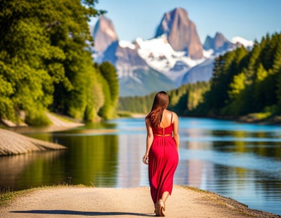 Latina walking next to a river