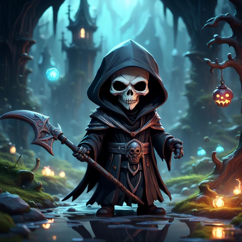 cute chibi version of grim reaper