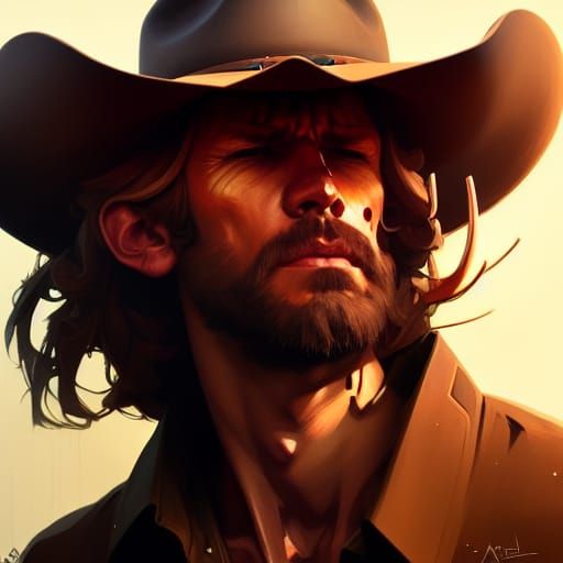 Cowboy head and shoulders portrait, 8k resolution concept ar...