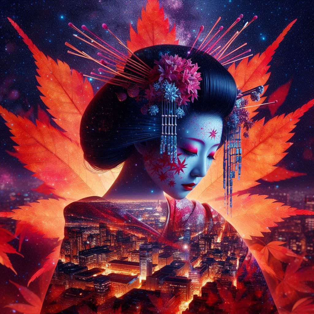 Geisha and maple leaf 🍁