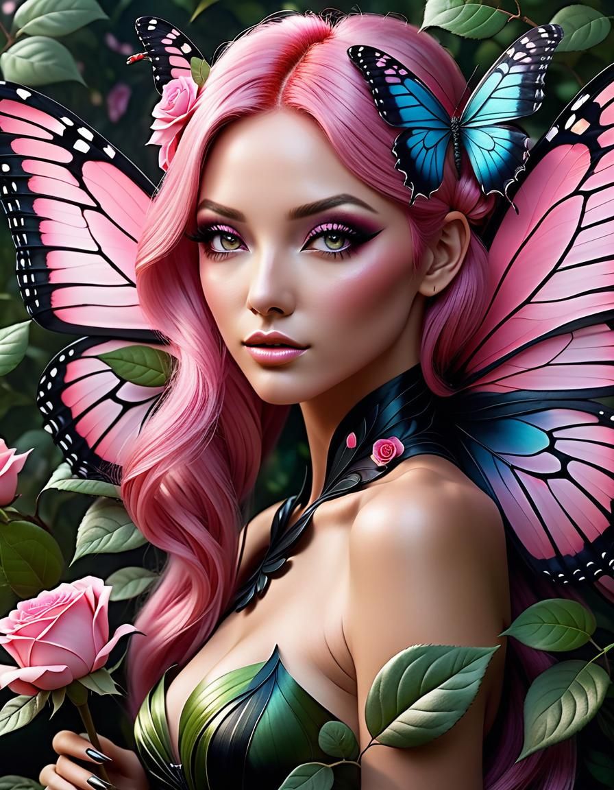 A captivating close-up Hyperrealistic photo of a beautiful f...