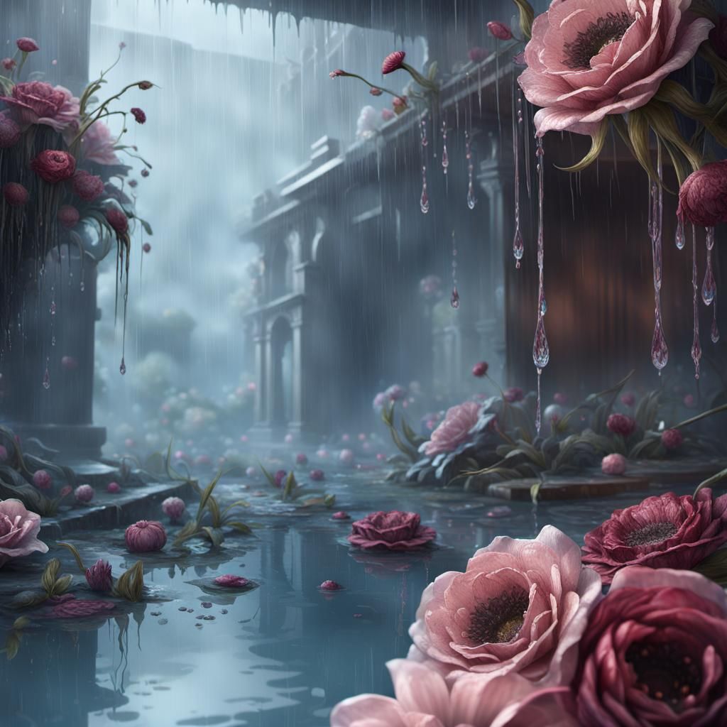 Flowers in Rain  by @KBunny001