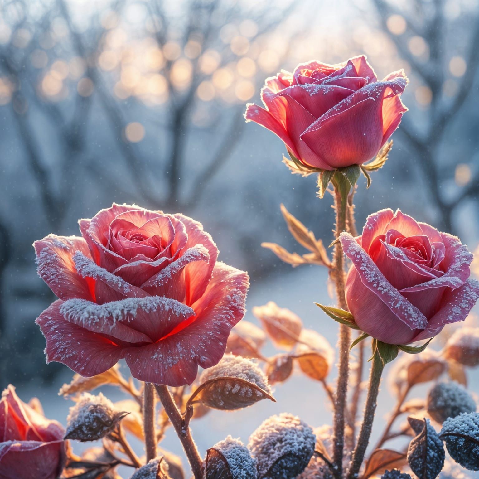 Frost kissed roses   by @Is it autumn