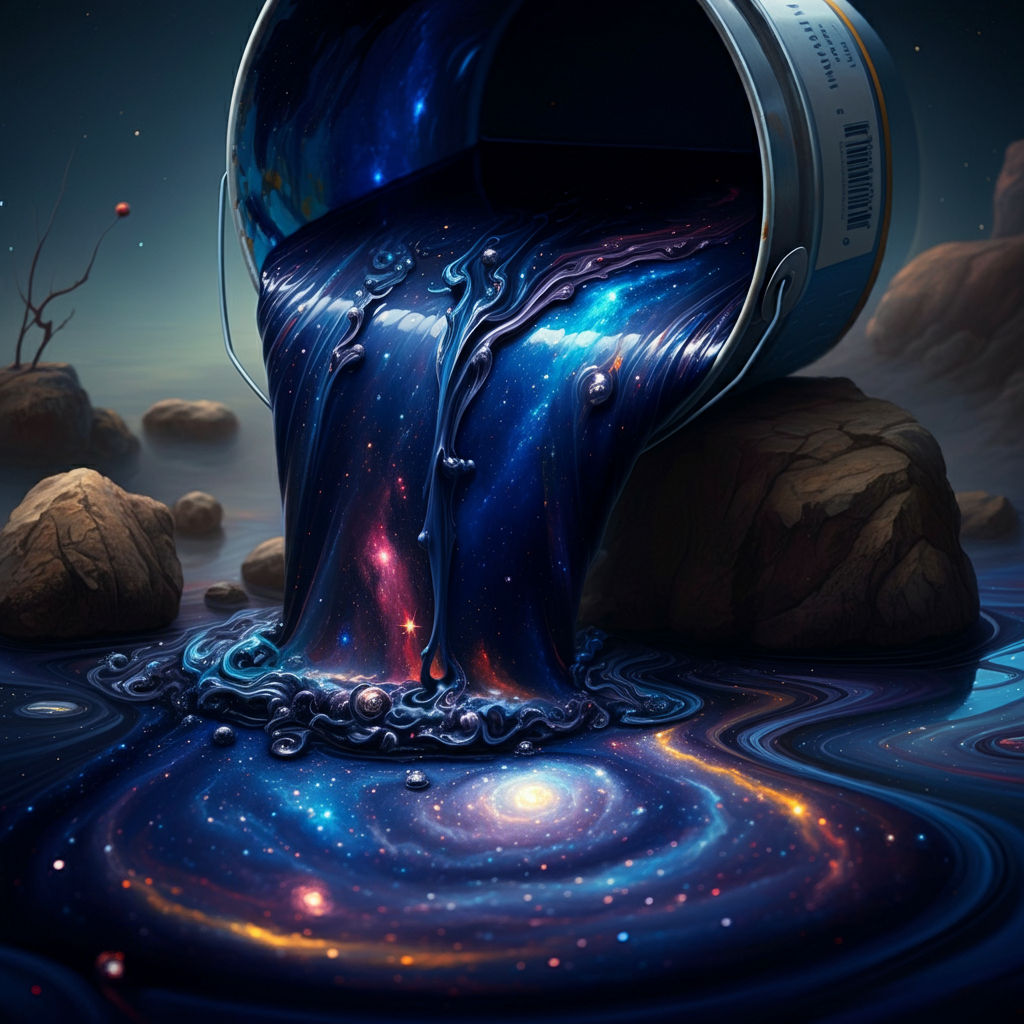 A lovely starry night pouring out of a bucket of paint