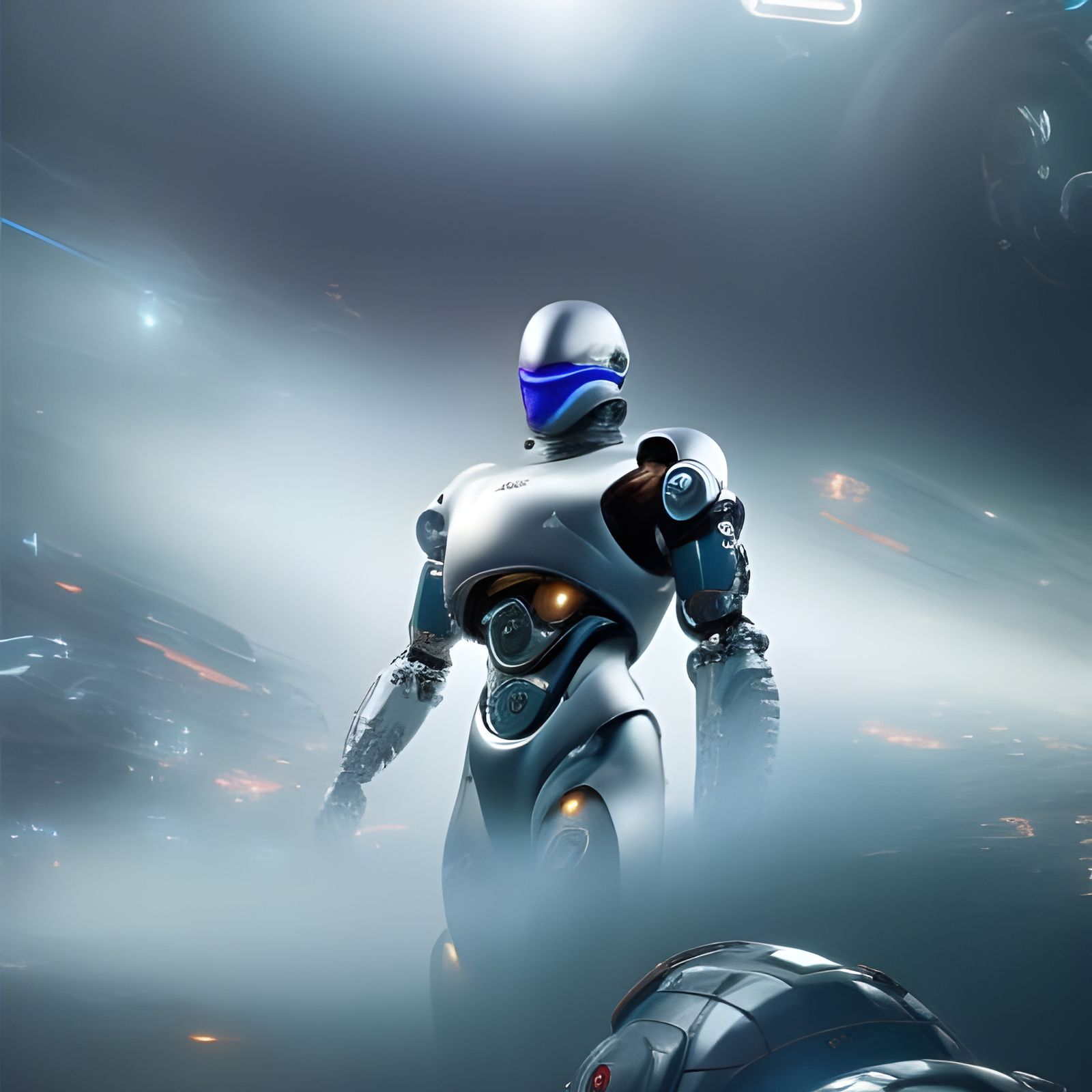 Full body Portrait of AI Robotics of the Future