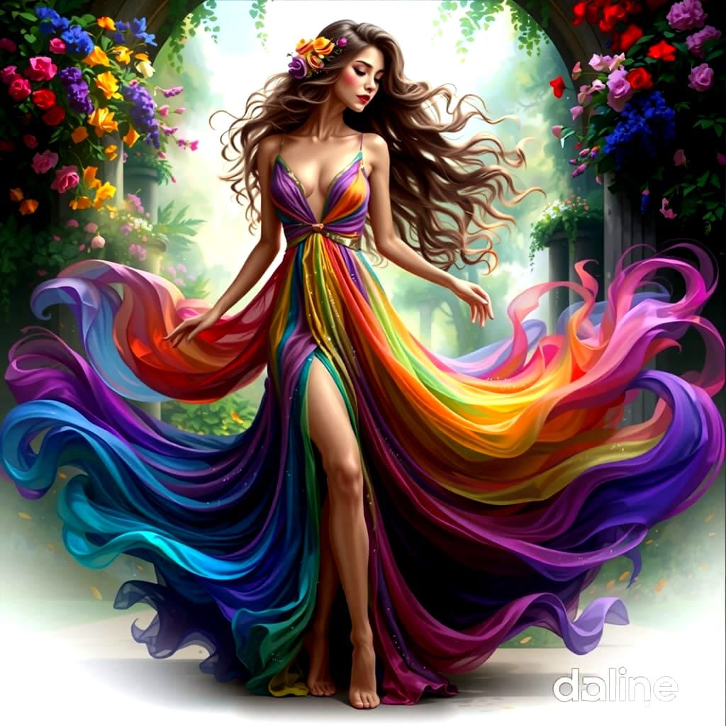 Fantasy Goddess in a Whimsical Garden