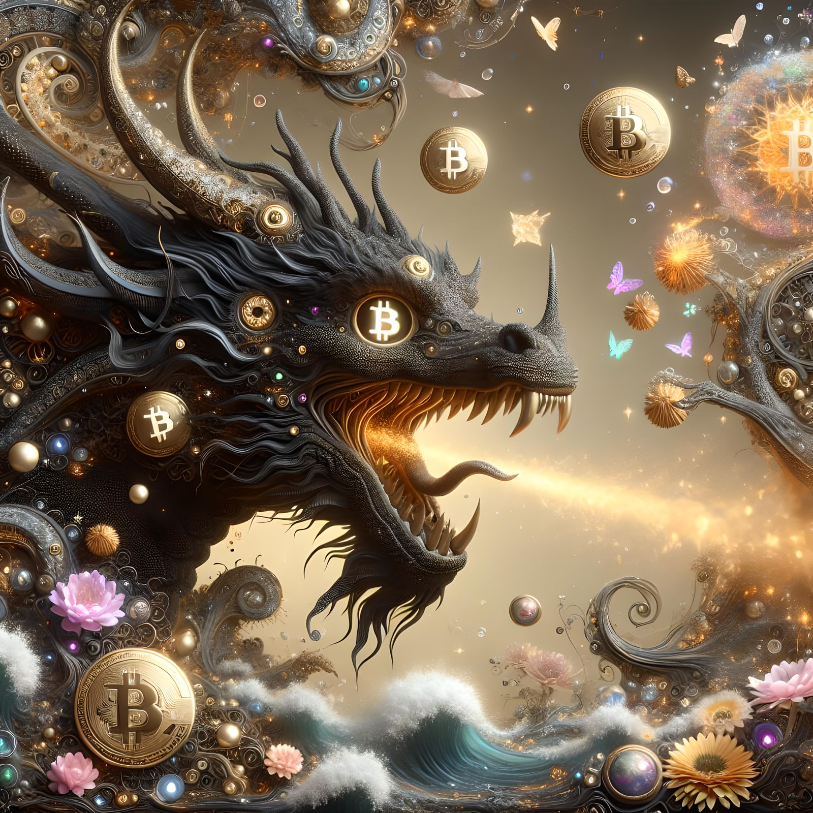 Bitcoin Halving 2024 Dragon - AI Generated Artwork - NightCafe Creator