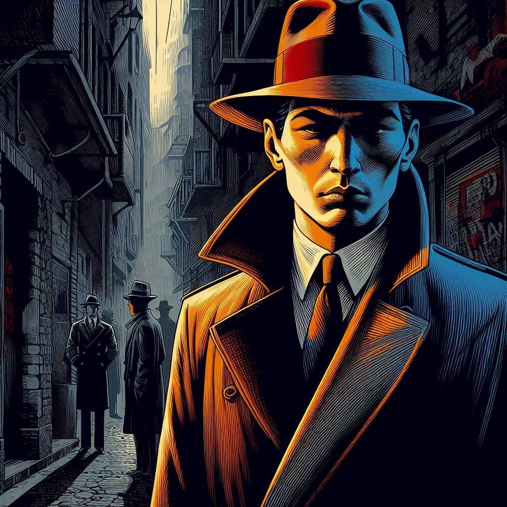 Film noir atmosphere, comic book style