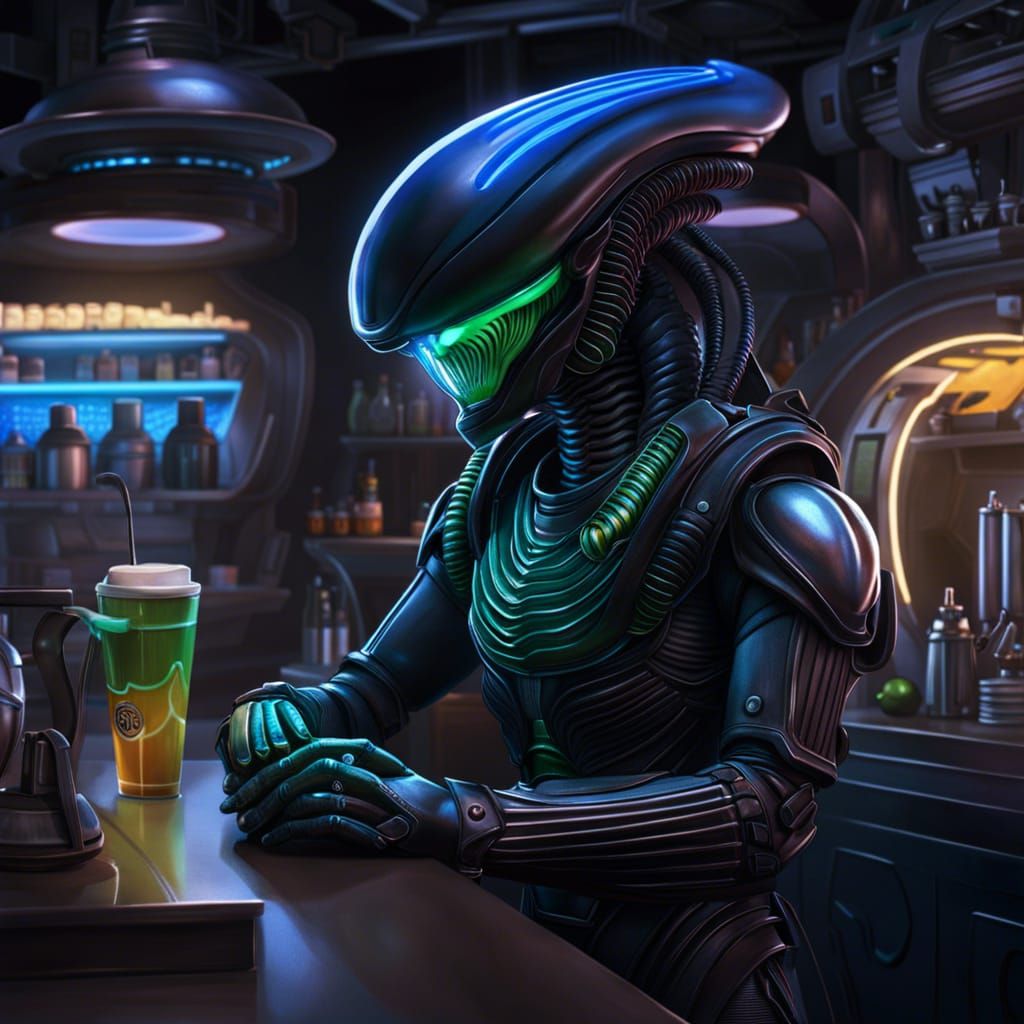 Xenomorph Baristas - AI Generated Artwork - NightCafe Creator