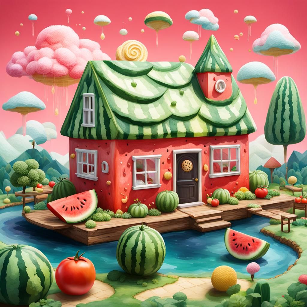 Watermelon House  by @Ninjea