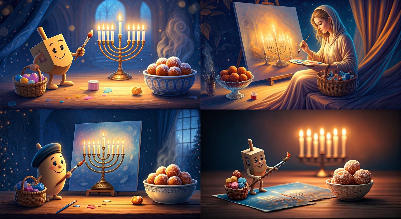Hanukkah Dreidel Paints a Festive Scene