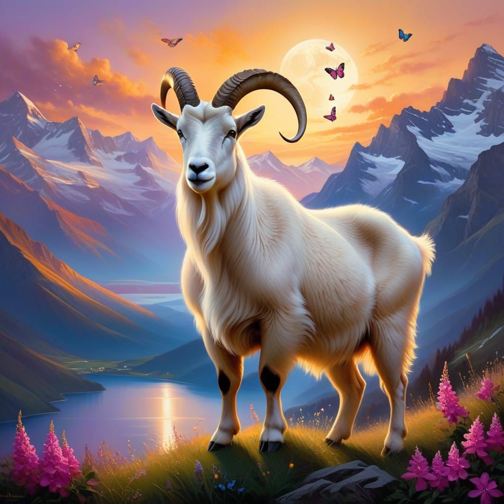 A majestic White Mountain Goat