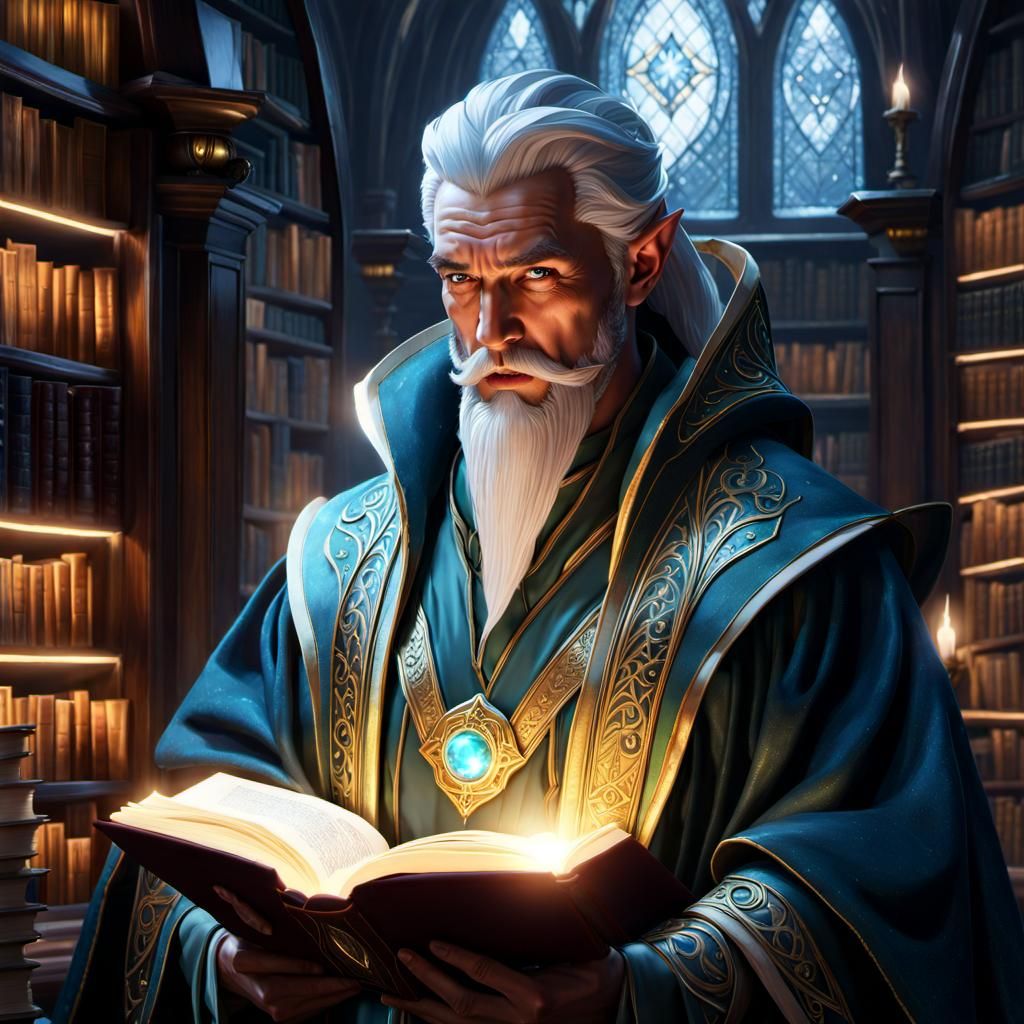 Elven wizard reading a book - AI Generated Artwork - NightCafe Creator