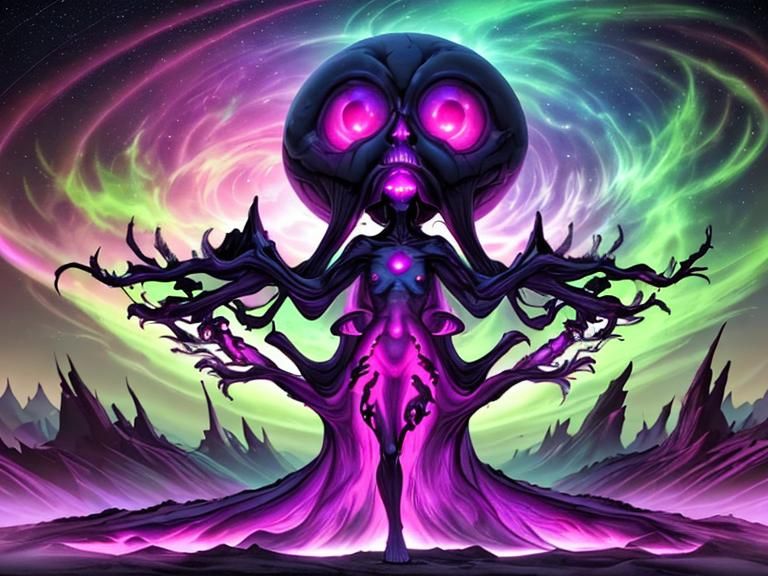 a giant dead alien god carcass floating through space <lora:Comicrazy:0.7> astral galactic fantastical colorful horror futuristic sci-fi ret...