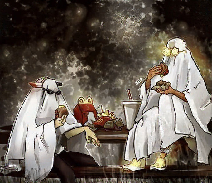 we were ghosts for halloween and this is what we did :]