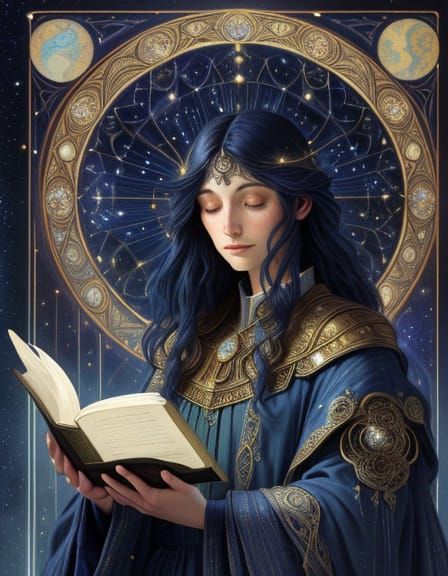 Imagine a celestial librarian organizing the books of the cosmos in a hidden library nestled within the heart of a dying star. The library i...