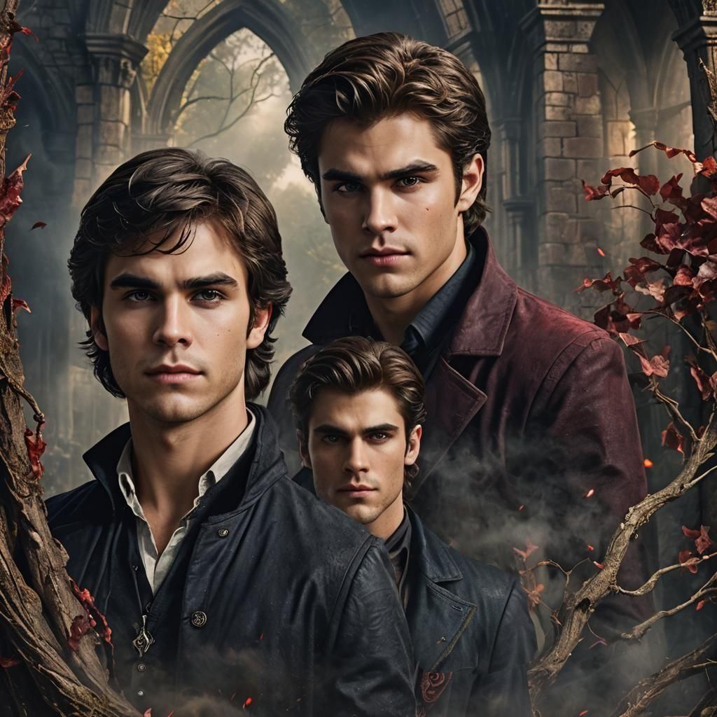 Live action portrait of the young Salvatore Brothers from the Vampire Diaries