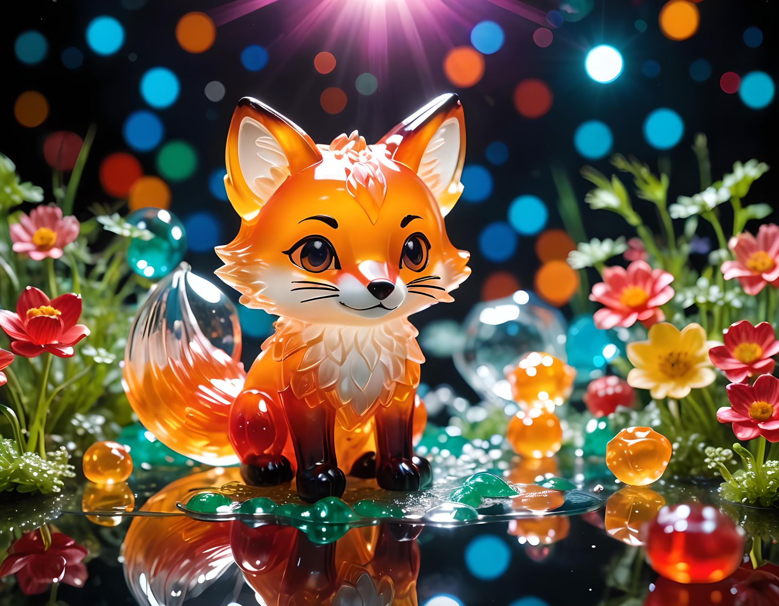 Jelly fox amongst the gummiflowers  by @Natural Intelligence 