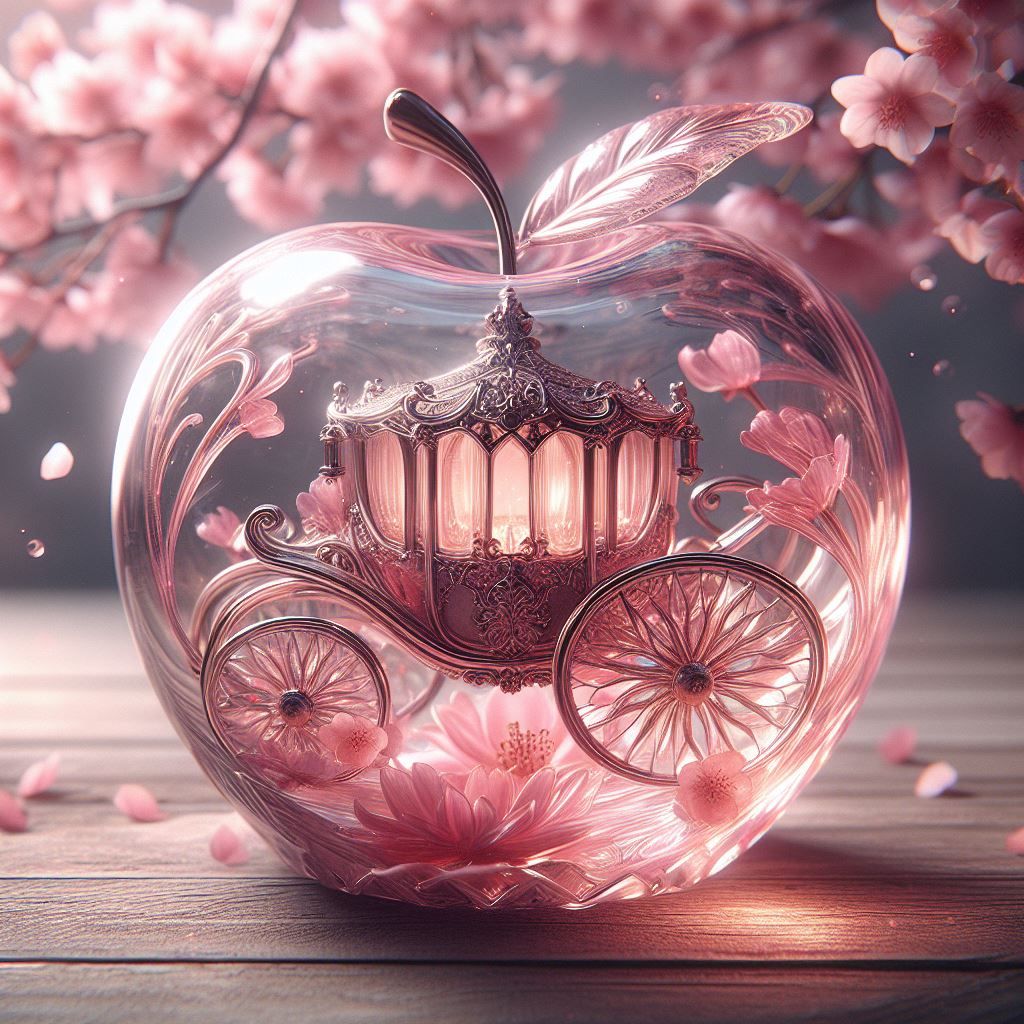 Glass apple horse carriage