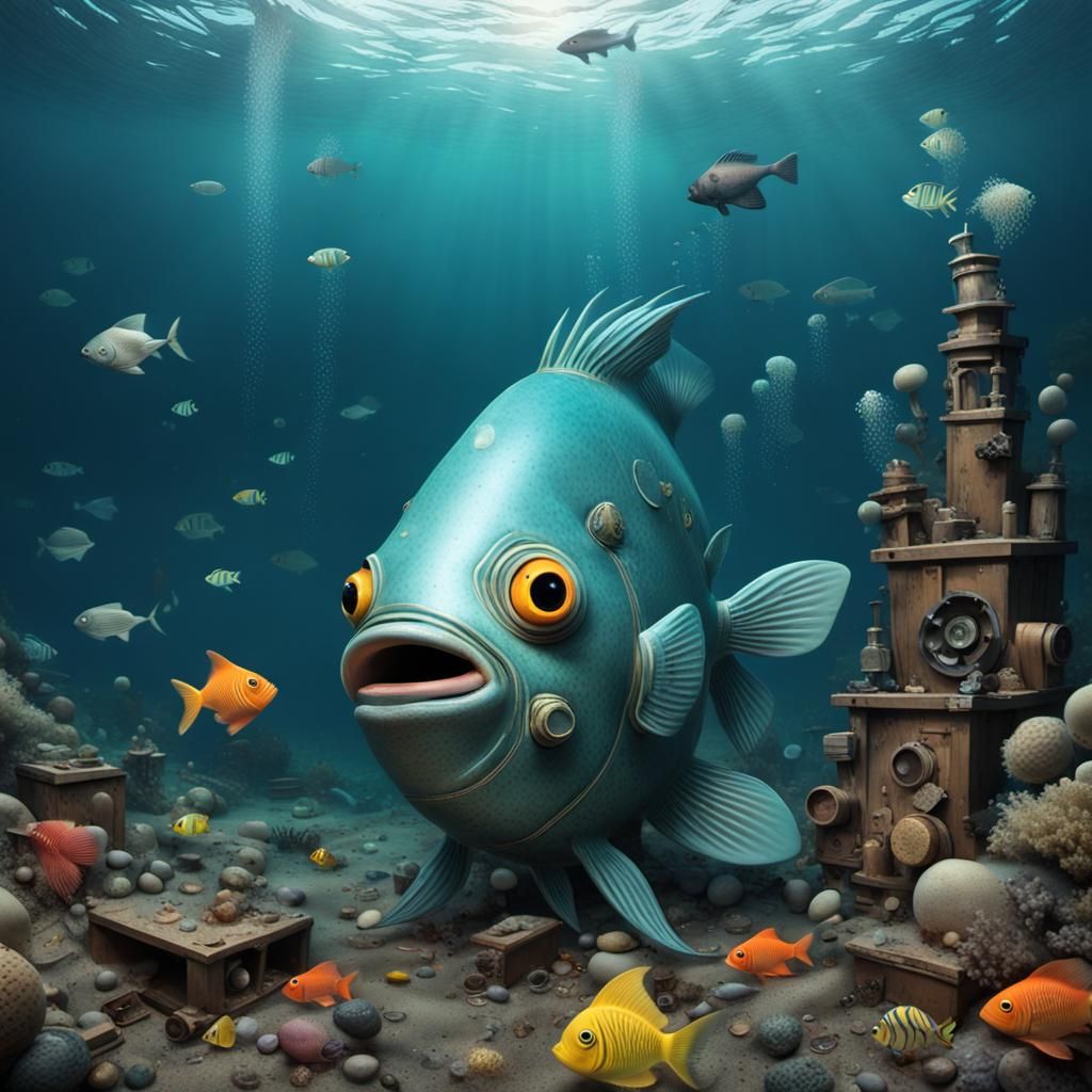 A fish at the bottom of the ocean.