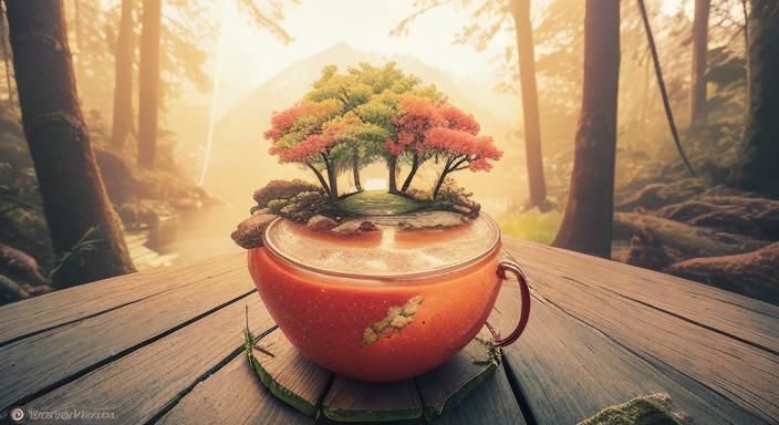 a HDRI photograph, 


In a surreal realm 🌈🌳 of harmonious ...