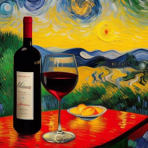 Table for one at the Van Gogh Wine Bar AI Generated Artwork