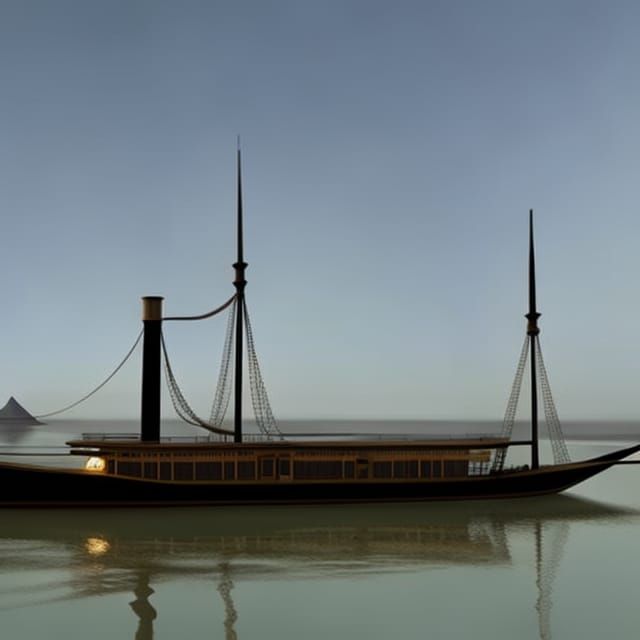steam powered yacht floating down the Nile river past pyramids and