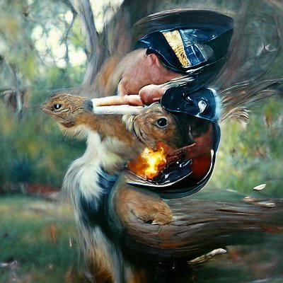 Officer friendly fires twelve rounds at a squirrel