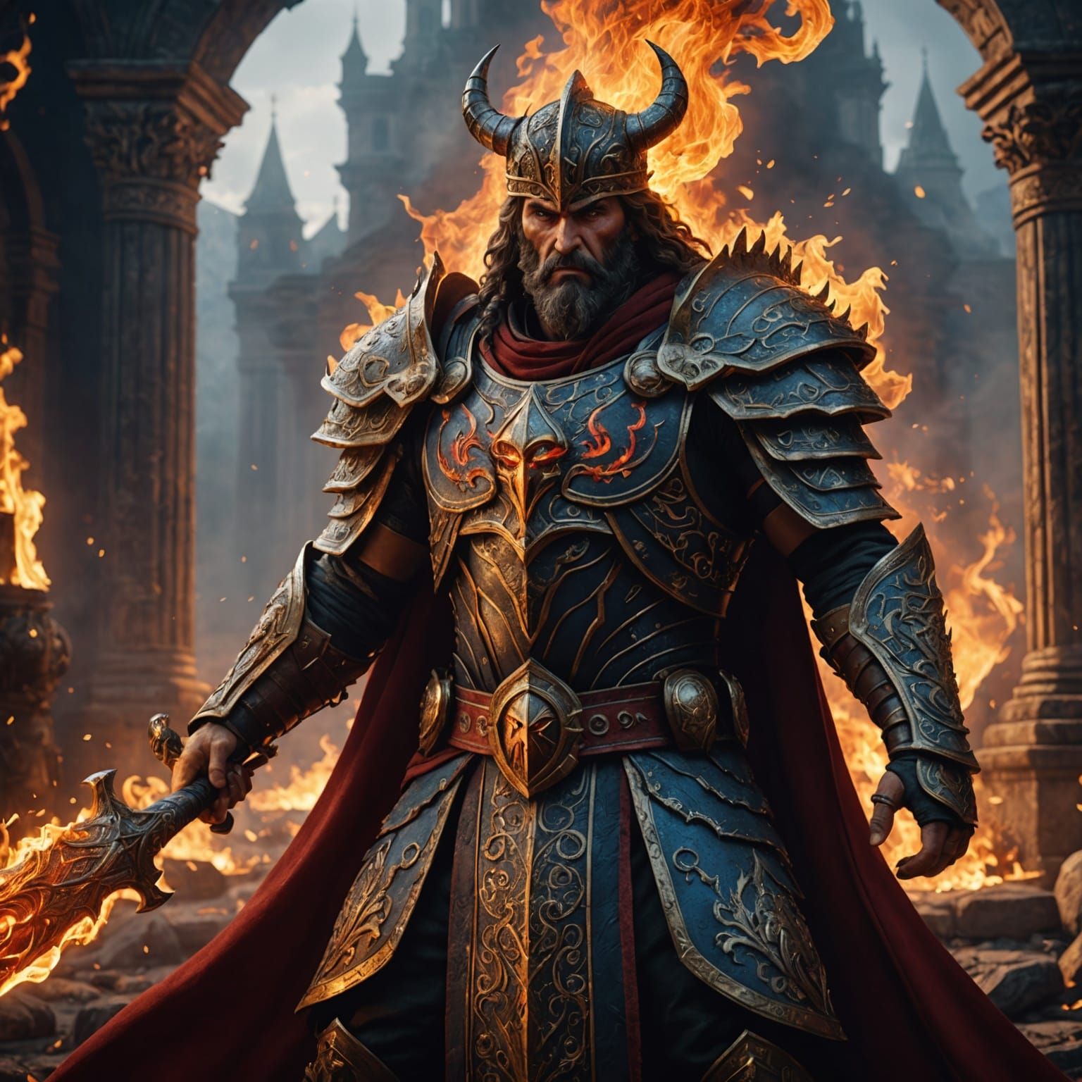 Serbian Fire God: Detailed Matte Painting