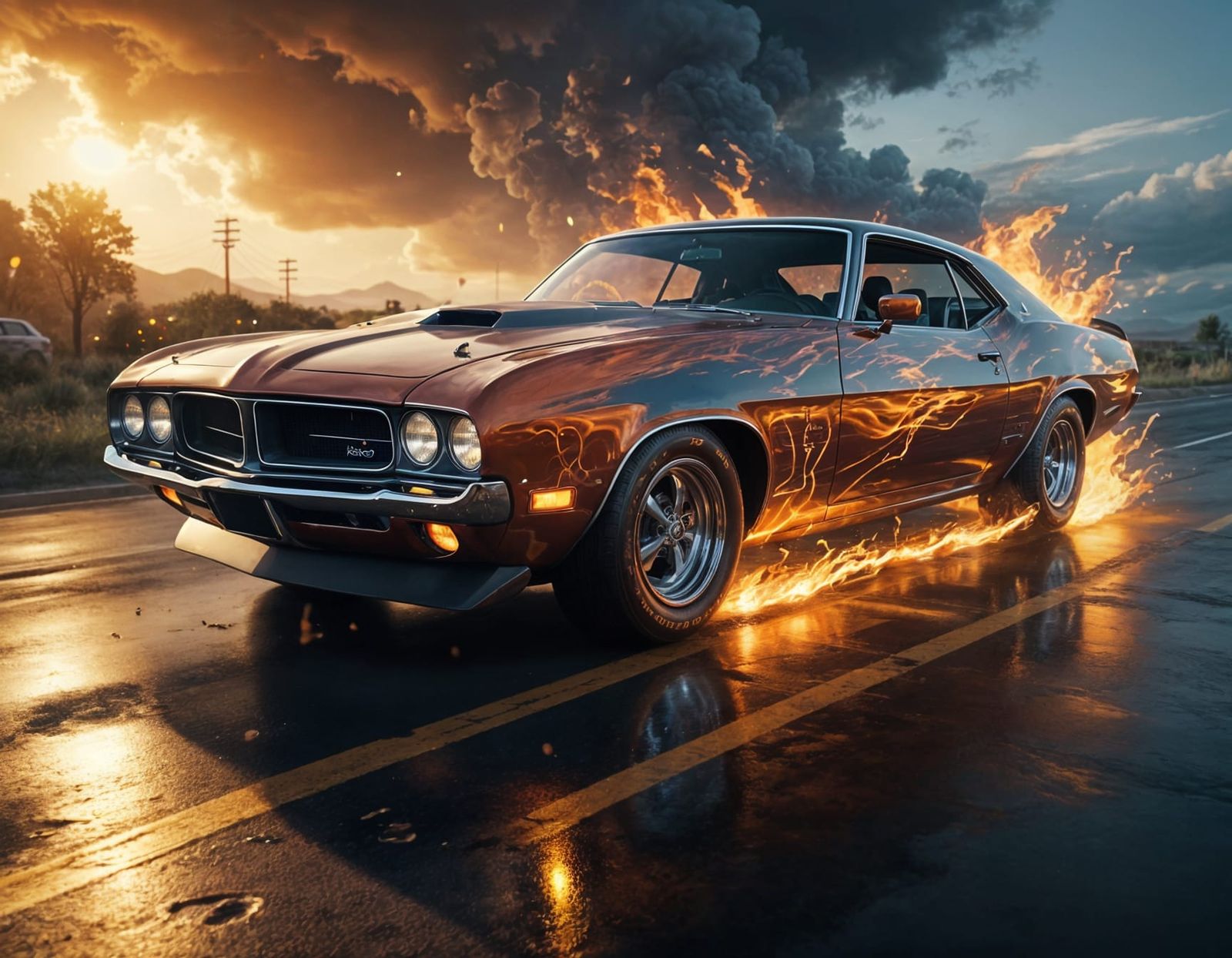 A classic 1970s American muscle car  by @Saya jolly