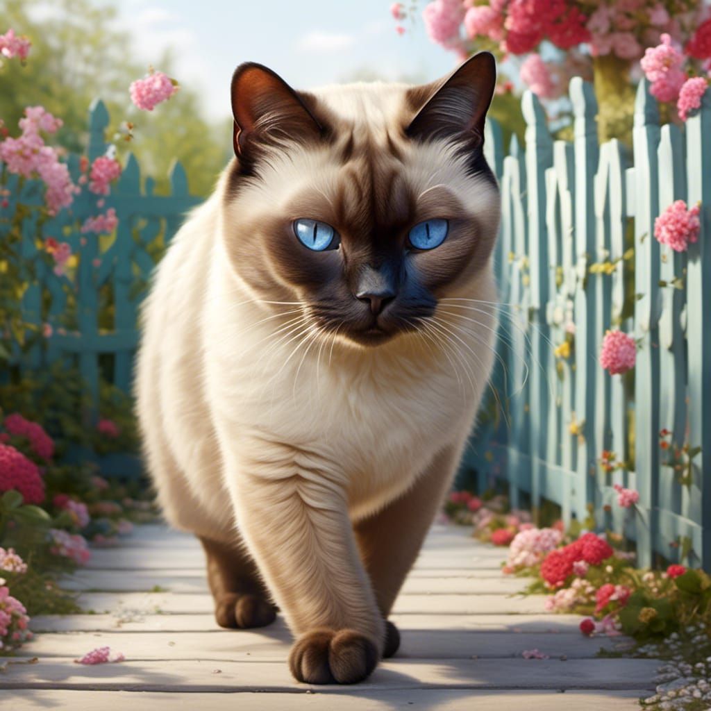 Siamese Cat on Patrol