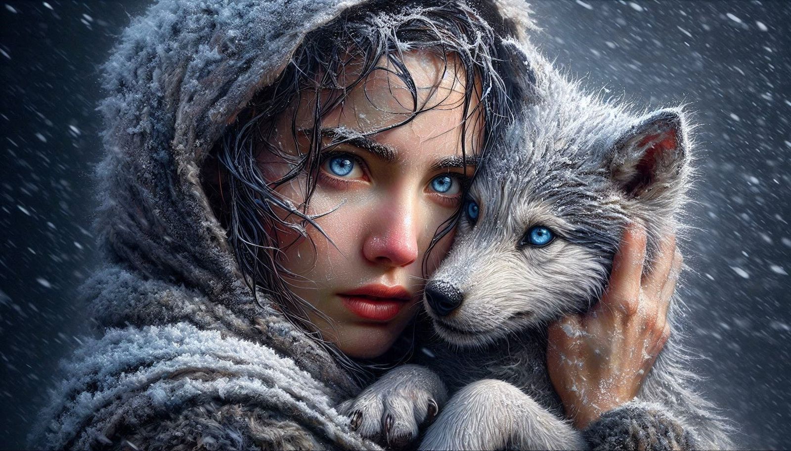 Protecting her baby wolf