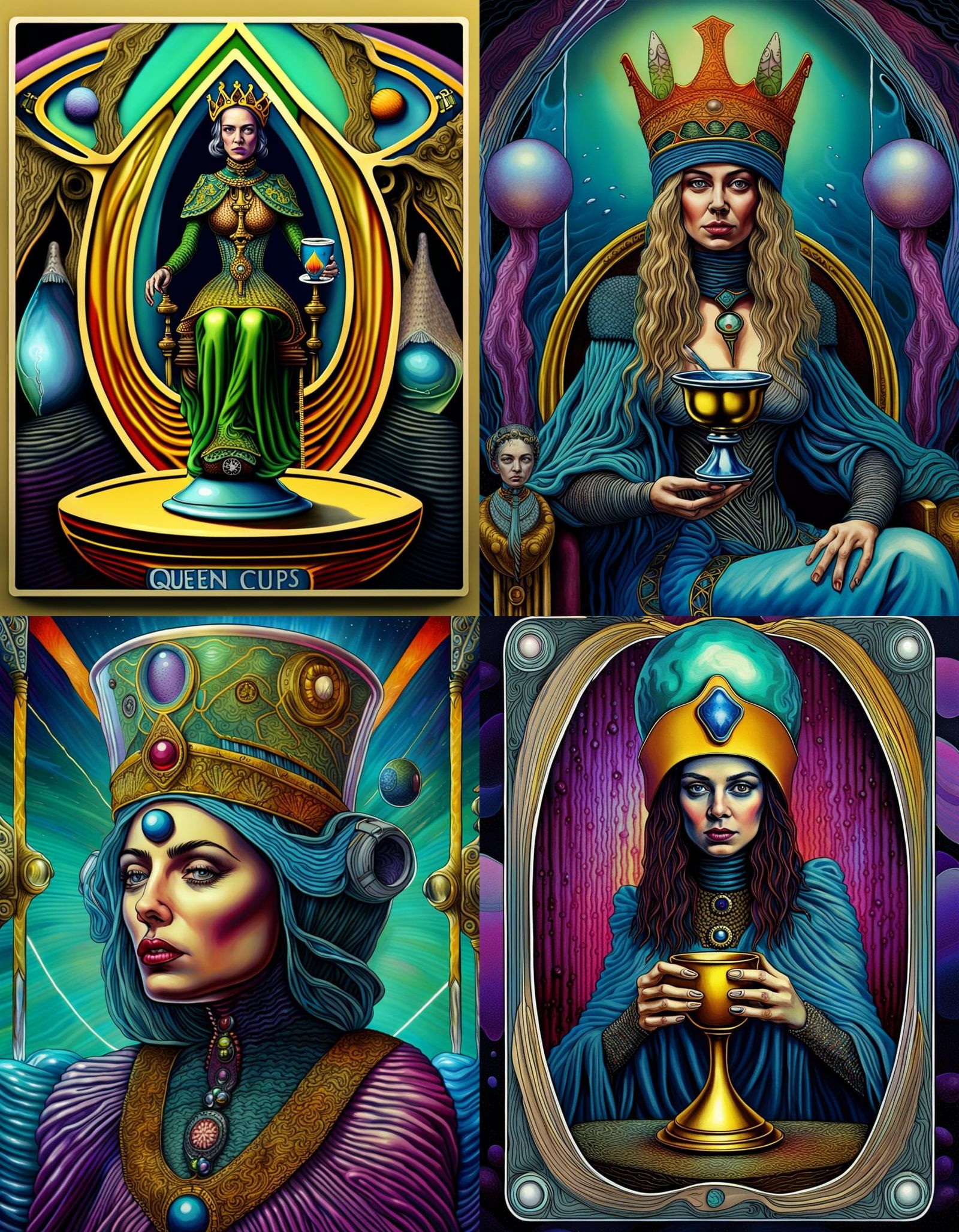 "Tarot Card, Queen of Cups" RiderWaite Tarot, Hipgnosis, surrealism